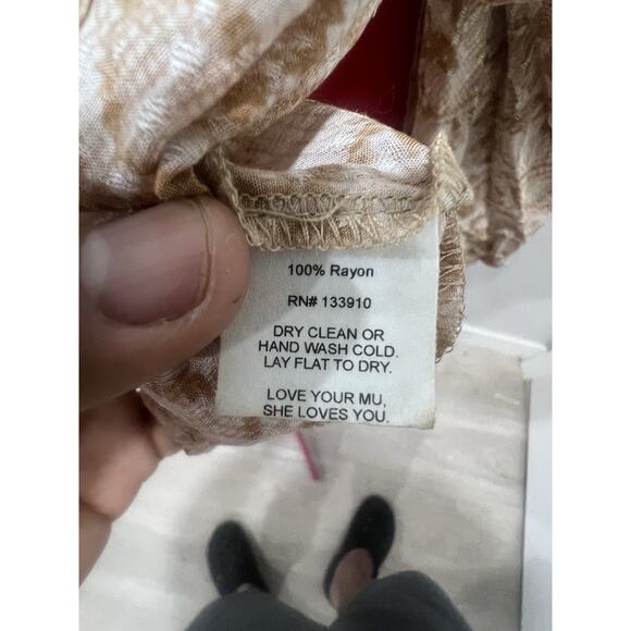 Tiered Maxi Dress Beige Brown Animal Print Sleeveless Casual Summer Beach - Picture 7 of 7